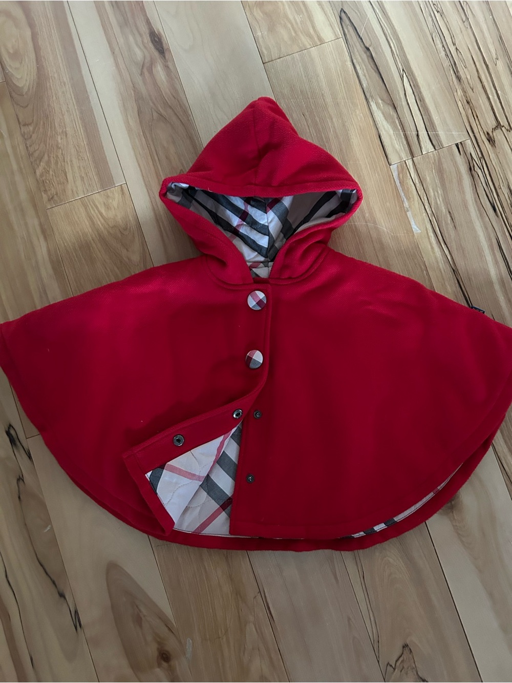 Austrian Twill Red Hooded Cape Jacket for Kids